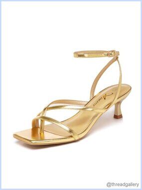 Strappy Kitten Heel Sandals Square Toe Ankle Strap Low Heels